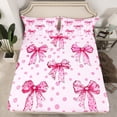 thumbnail image 2 of Manfei Teens Female Kawaii Bow Knot Twin Sheet Sets 3pcs,Dreamy Princess Twin Fitted Sheet Microfiber,Polka Dots Breathable Flat Sheet,Lightweight Room Decor, 2 of 7