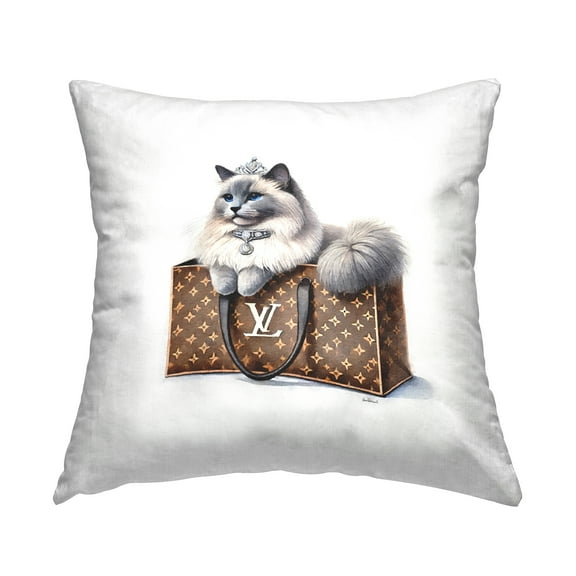 Stupell Industries Cat in Glam Purse Decorative Printed Throw Pillow Design by Amanda Greenwood.