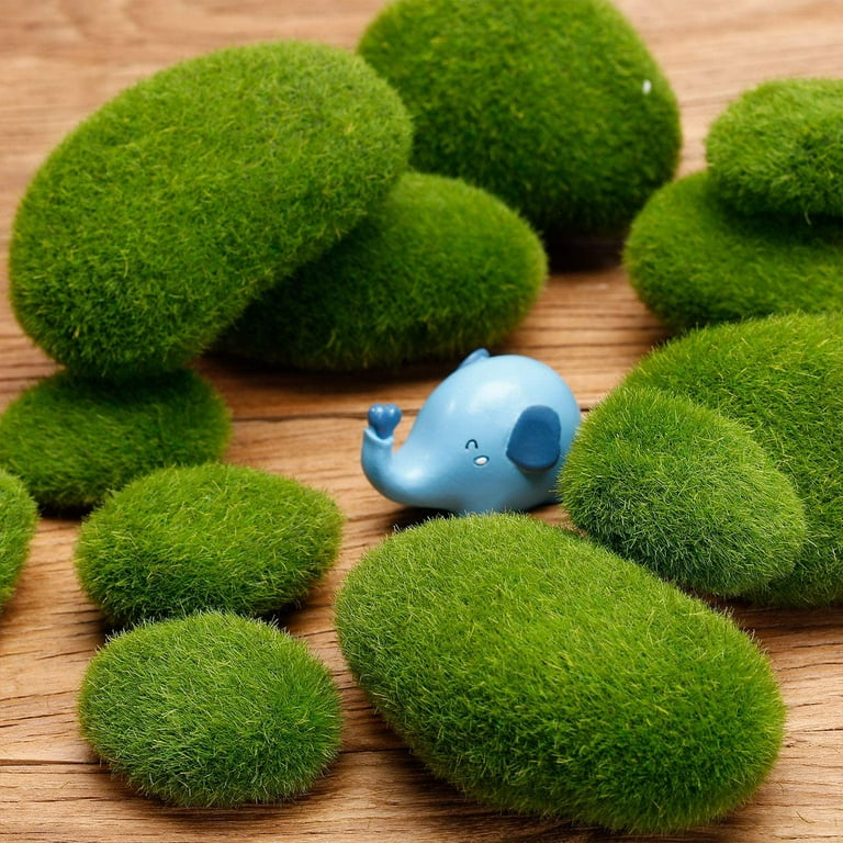Green Artificial Moss Balls Decorative Stones, Faux Green Moss