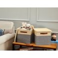 thumbnail image 4 of DECOMOMO 3-Pack Stackable Foldable Cube Storage Bin W/ Lids | Rugged Canvas Fabric Container with PU Handles, 4 of 10