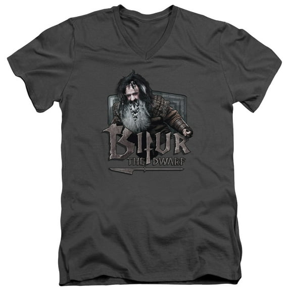 The Hobbit Bifur S/S Adult V-Neck T-Shirt Charcoal