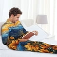 thumbnail image 6 of Hirioo Sunset Sky Sunflower for Men's Pajama Sets 2 Piece Pjs Men's Long-Sleeved Pajama Set Button Down Sleepwear,S-XXL-Medium, 6 of 7