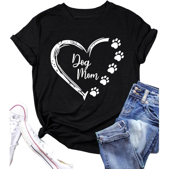 Dog Shirt for Women Dog Mom Tshirts Dog Lover Gifts Tee Shirt Causal Short Sleeve Blouse Tops Funny Saying
