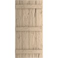 thumbnail image 2 of Ekena Millwork 22"W x 62"H Rustic Four Board Joined Board-n-Batten Hand Hewn Faux Wood Shutters (Per Pair), Primed Tan, 2 of 10