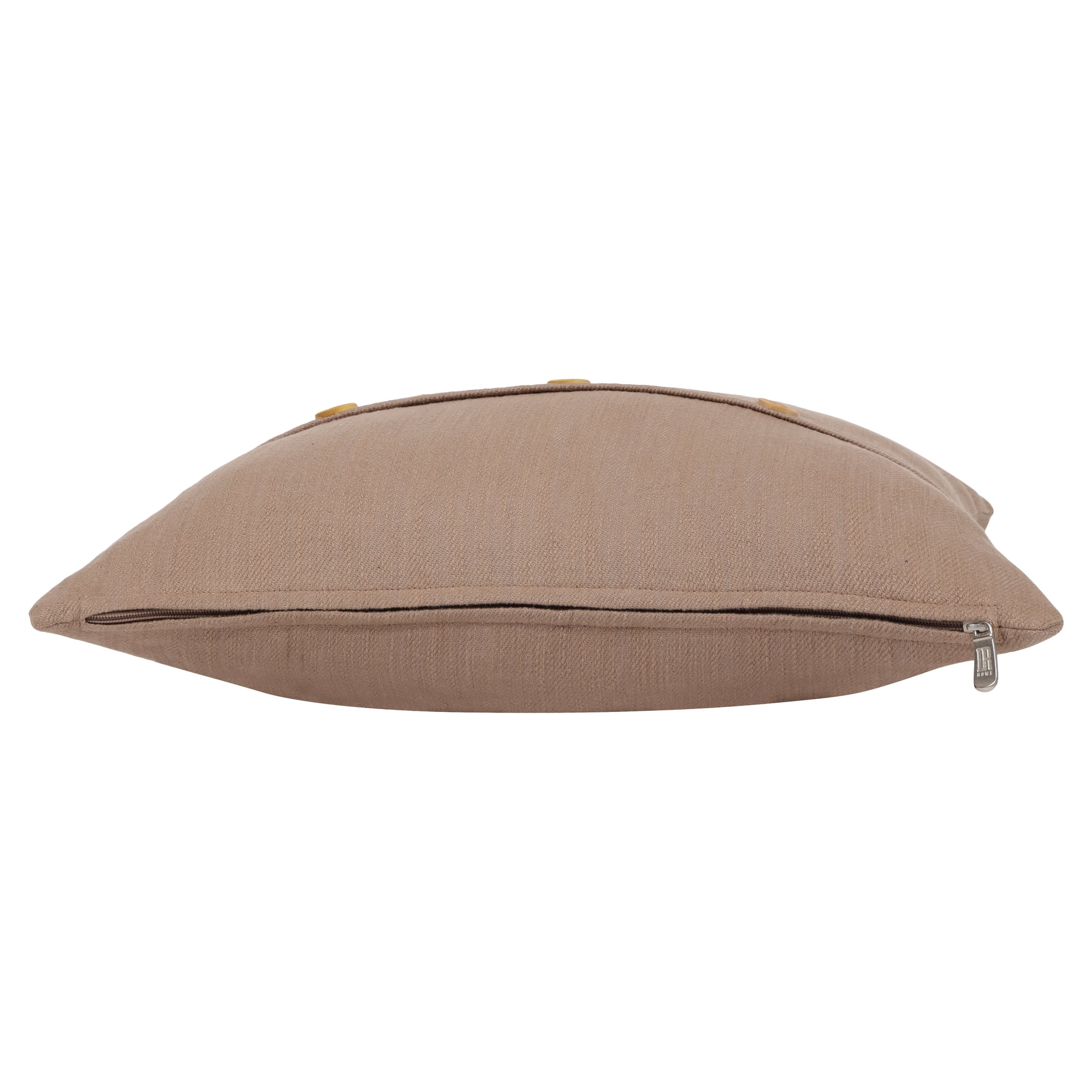Ox Bay Amias Solid Transitional Cotton Hand Woven Throw Pillow, Brown, 24" x 24"