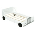 thumbnail image 3 of Harper & Bright Designs Twin Size Car-Shaped Platform Bed with Wheels, White, 3 of 9