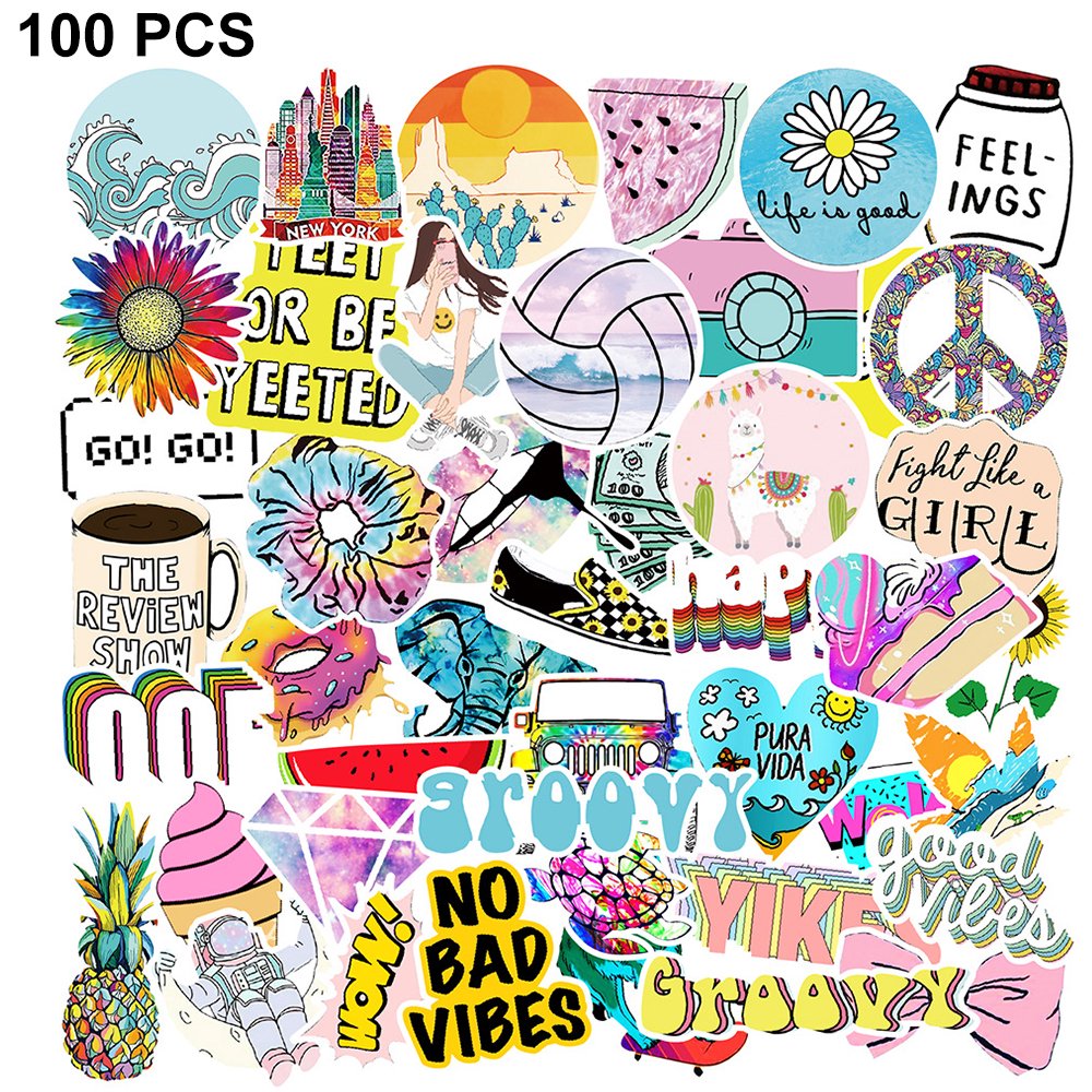 Stickers for Water Bottles , 100pcs Waterproof Cute Aesthetic Trendy Stickers for Teens Kids