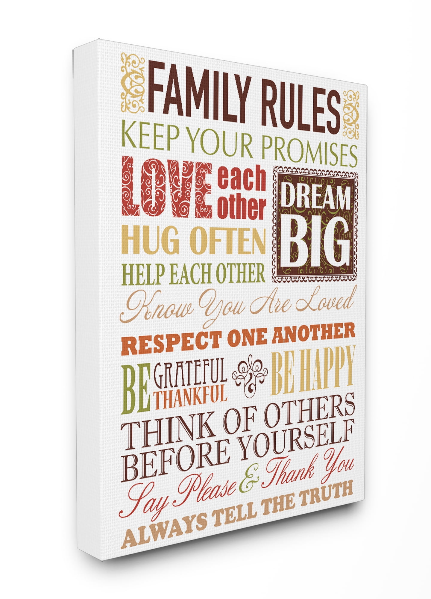 The Stupell Home Decor Collection Family Rules Autumn Colors Stretched