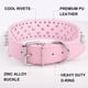 thumbnail image 3 of Collar de perro ajustable con pinchos anchos, remaches de hongos, collares de piel sintética para gatos, collar duradero para mascotas con tachuelas para razas pequeñas, medianas y grandes, rosa, 3 of 4