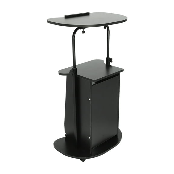 Adjustable Height Wooden Podium, Semi-Circular Black Lectern, Home Office & Professional Presentation Stand