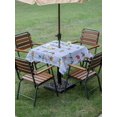 thumbnail image 4 of Outdoor Tablecloth with Umbrella Hole for Patio/Picnic/Party/Camping, Blue Birds Waterproof Table Cloth Square Cover Washable, Funny Cute Snowflake Wire Sparrow (60"x 60"), 4 of 8