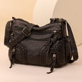 thumbnail image 1 of Bolso de hombro de cuero de PU retro para mujer Bolso de cartera vintage versátil de gran capacidad, 1 of 9