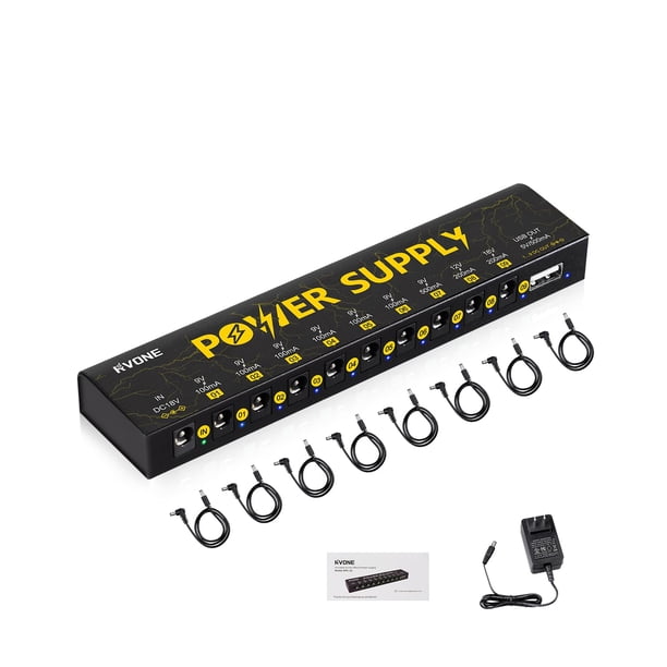 Fuente de alimentación para pedales de guitarra RVONE con 10 salidas de DC aisladas