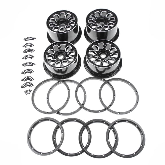 Metal Front Rear Wheel Hub Kit with Beadlocks Ring Set for 1/5 Rc Car Gas HPI ROFUN BAHA King Motor ROVAN Baja 5B SS Parts