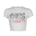thumbnail image 1 of ZAXARRA Femmes Ange Lettre Tops Manches Courtes T-shirt, Slim Fit Crop Tops, 1 of 10