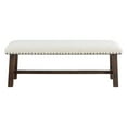thumbnail image 3 of Callen Bench with Walnut Frame and Bronze Nailhead Trim in Linen White Fabric, 3 of 8