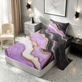 thumbnail image 2 of Manfei Aesthetic Marble Twin Sheets, Marbling Metallic Bedding, Purple, Black and Gold, Black Reversible 3pcs1 Flat Sheet + 1 Fitted Sheet + 1 Pillowcase, 2 of 6