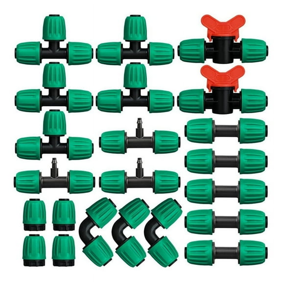 22 Pieces Drip Irrigation Fittings Kit for 1/2 Inch Pipe, Drip Irrigation Pipe Parts for Sprinkler System