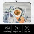thumbnail image 4 of Fall Blue Orange Grey Pumpkin Kitchen Dish Drying Mat for Kitchen Counter 16x18 Inch Autumn Teal Flowers Drying Mat Thanksgiving Harvest Dish Drainer Mat Super Absorbent Dish Rack Pad for Coffee Bar, 4 of 5