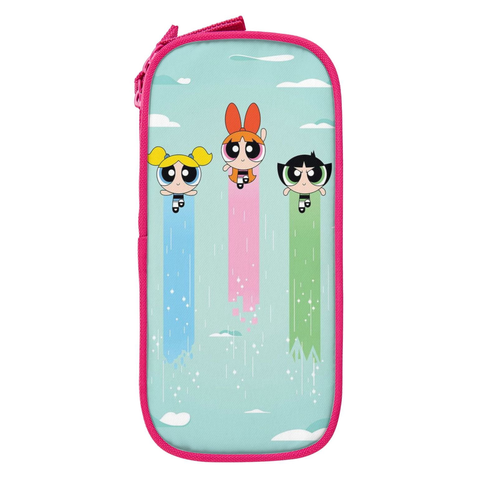 The Powerpuff Gi-rls Pencil Case Large Capacity Pencil Pouch Penbag Office Stationery Organizer Travel Makeup Bag Pink