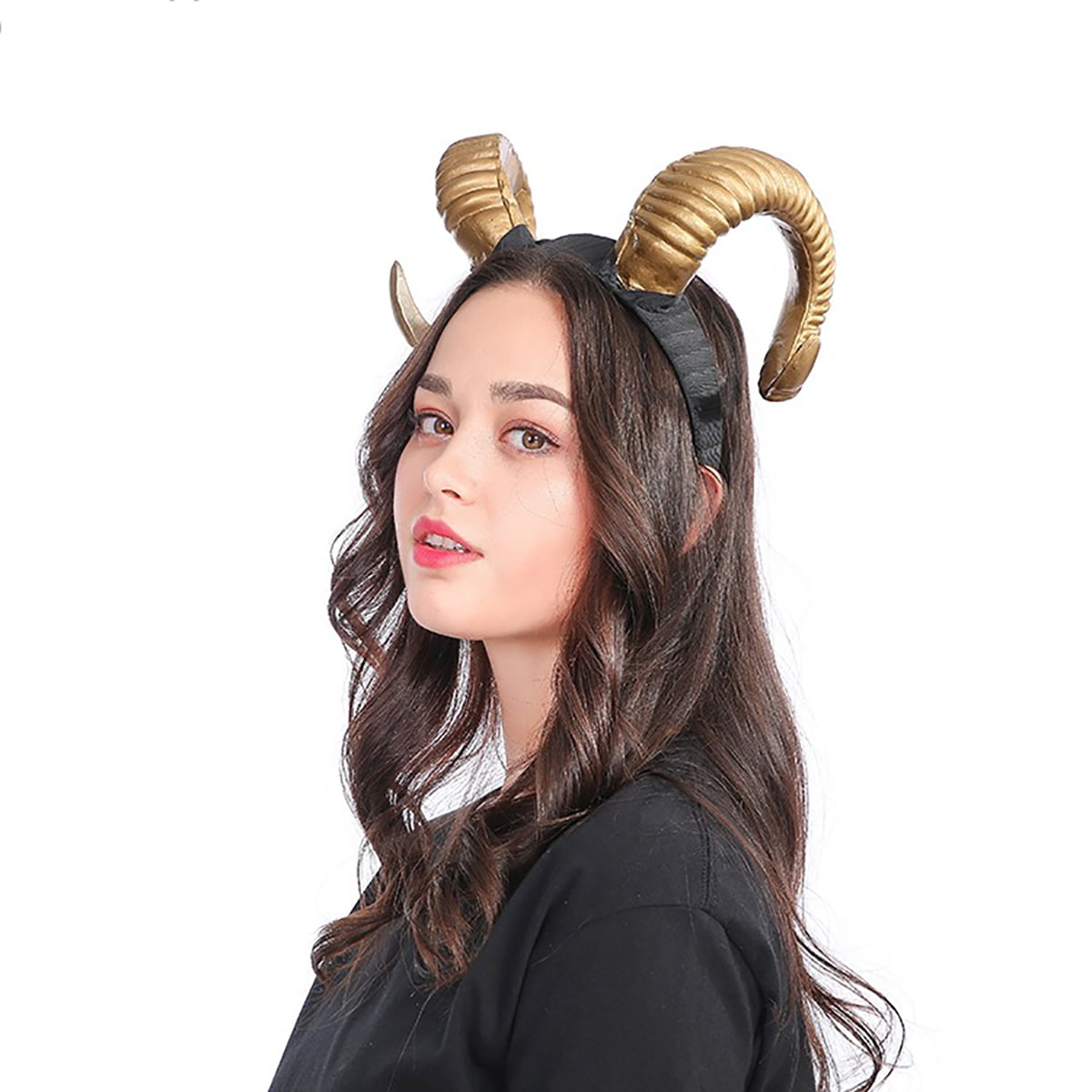 3.5 Inch Small Artificial Sheep Ram Horns Headband Goth Halloween Cosplay 
