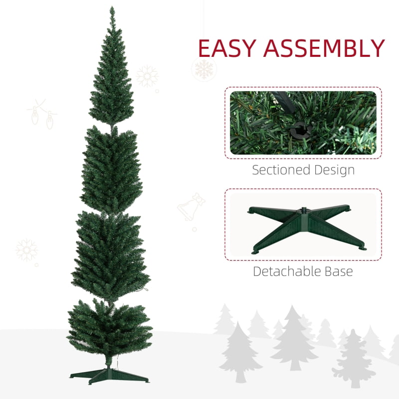 Alvantor Christmas Tree Pre-Lit Pencil with Warm White LED Lights 21.75x21.75x96 in 8ft Green