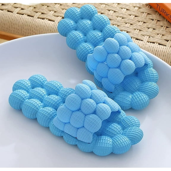 ABBYSQURE Bubble Slides for Men, Massage Bubble Slides, Mens Spa Slippers, Funny Bubble Slippers, Bubble Slippers For women, Lychee Bubble Slippers - Light Blue