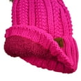 thumbnail image 3 of C.C Thick Cable Knit Faux Fuzzy Fur Pom Fleece Lined Skull Cap Cuff Beanie, Neon Pink, 3 of 4