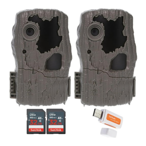 Wildgame Innovations Spark 2.0 Combo Lightsout 18MP Trail Camera with 70-Feet Detection Range (2-Pack) Bundle with 4-In-1 USB 2.0 Card Reader (3 Items)
