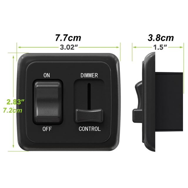 JIAHAOO Black Plastic LED Toggle Dimmer Switch Retro Design 12V DC For Horse Trailer Hauler RV Bus Boat Low Voltage Lighting Control