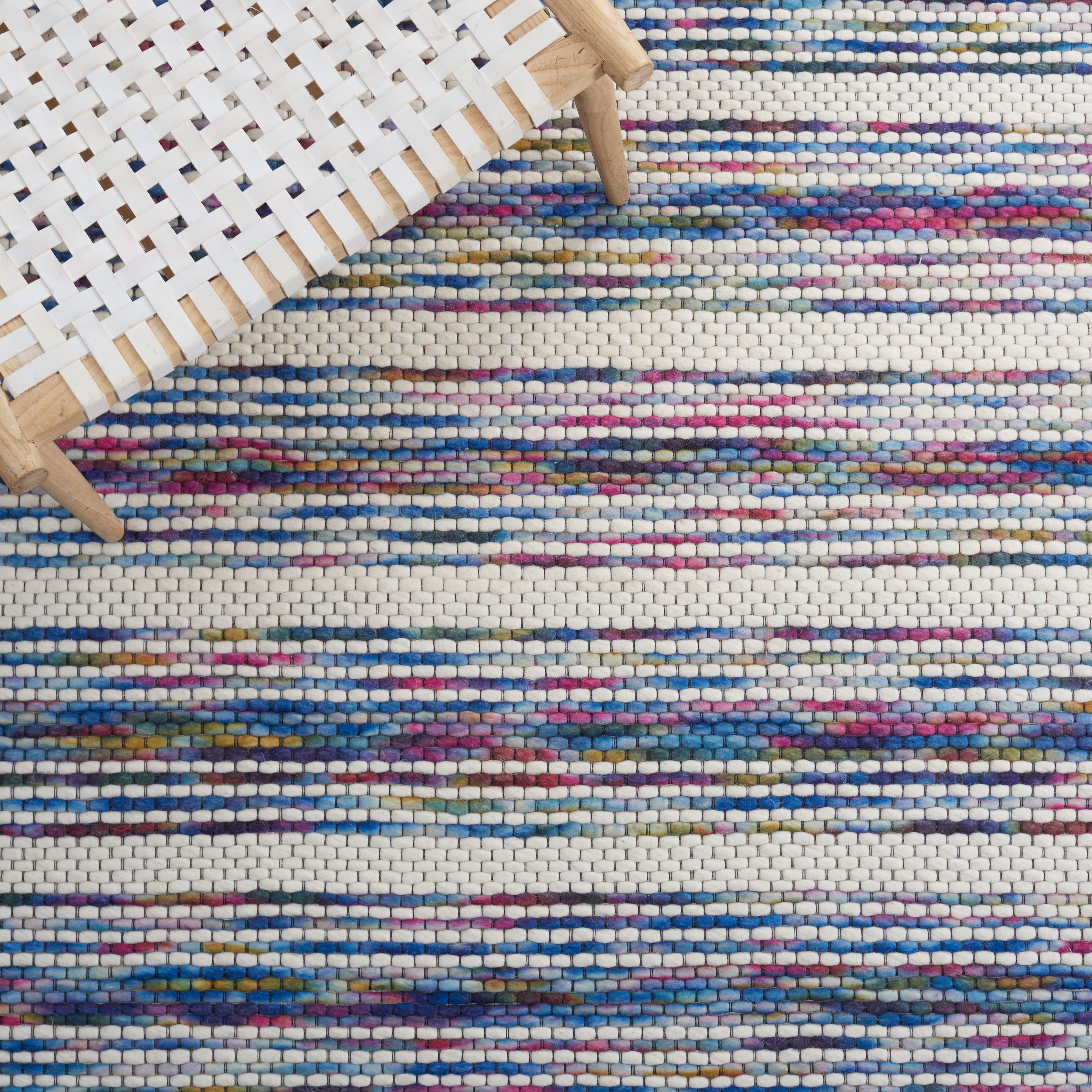 SAFAVIEH Marbella Roland Striped Area Rug, Ivory/Blue, 3' x 5'