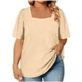 thumbnail image 5 of gakvbuo Plus Size Summer Tops for Womens Plus Solid Color Casual Short Sleeve Square Neckline Tunoc Top T-Shirt, 5 of 6
