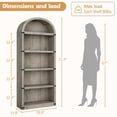 thumbnail image 4 of 5-Tier Arched Bookcase 71.7" Tall Farmhouse Wooden Bookshelf Display Storage Bookshelves for Living Room, Office Gray, 4 of 8