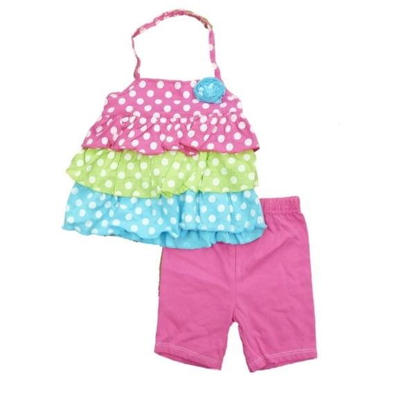 Vitamins Kids Infant & Toddler Girls Pink Polka Dot Shirt & Shorts 2 Pc Set 3T