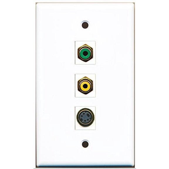 RiteAV - 1 Port RCA Yellow and 1 Port RCA Green and 1 Port S-Video Wall Plate