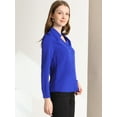 thumbnail image 2 of DARING DIVA Women's Elegant V Neck Long Sleeves Button Down Shirt XL Royal Blue, 2 of 6
