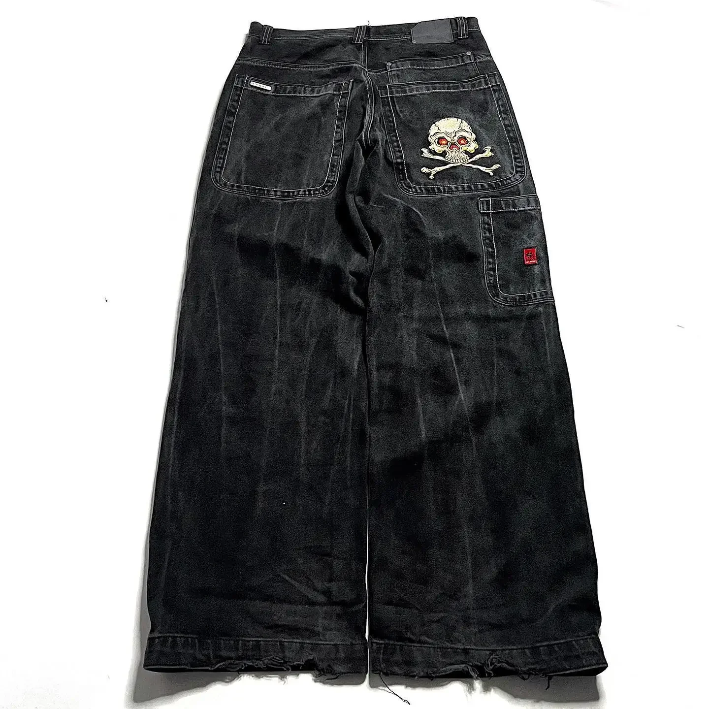 New Harajuku Hip Hop Retro Skull Graphic Embroidered Baggy New Harajuku Hip Hop Retro Skull Graphic Embroidered Baggy