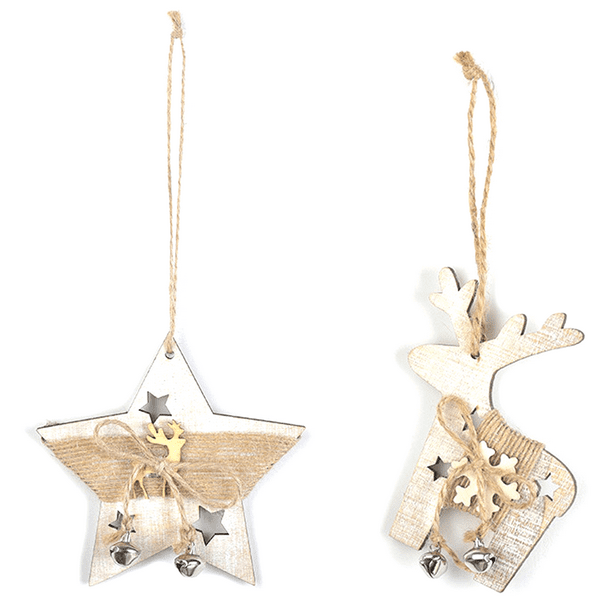 Adornos de madera colgantes de Navidad para la decoración del árbol de Navidad, decoración de fiestas, adornos navideños Ormromra CPB-CJZ147-1