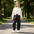 thumbnail image 2 of CONROSES Girls Baggy Cargo Pants Wide Leg Hiking Pants for Girls Trendy Solid Elastic Waist Outdoor Jogger Pants With Pockets, 2 of 8