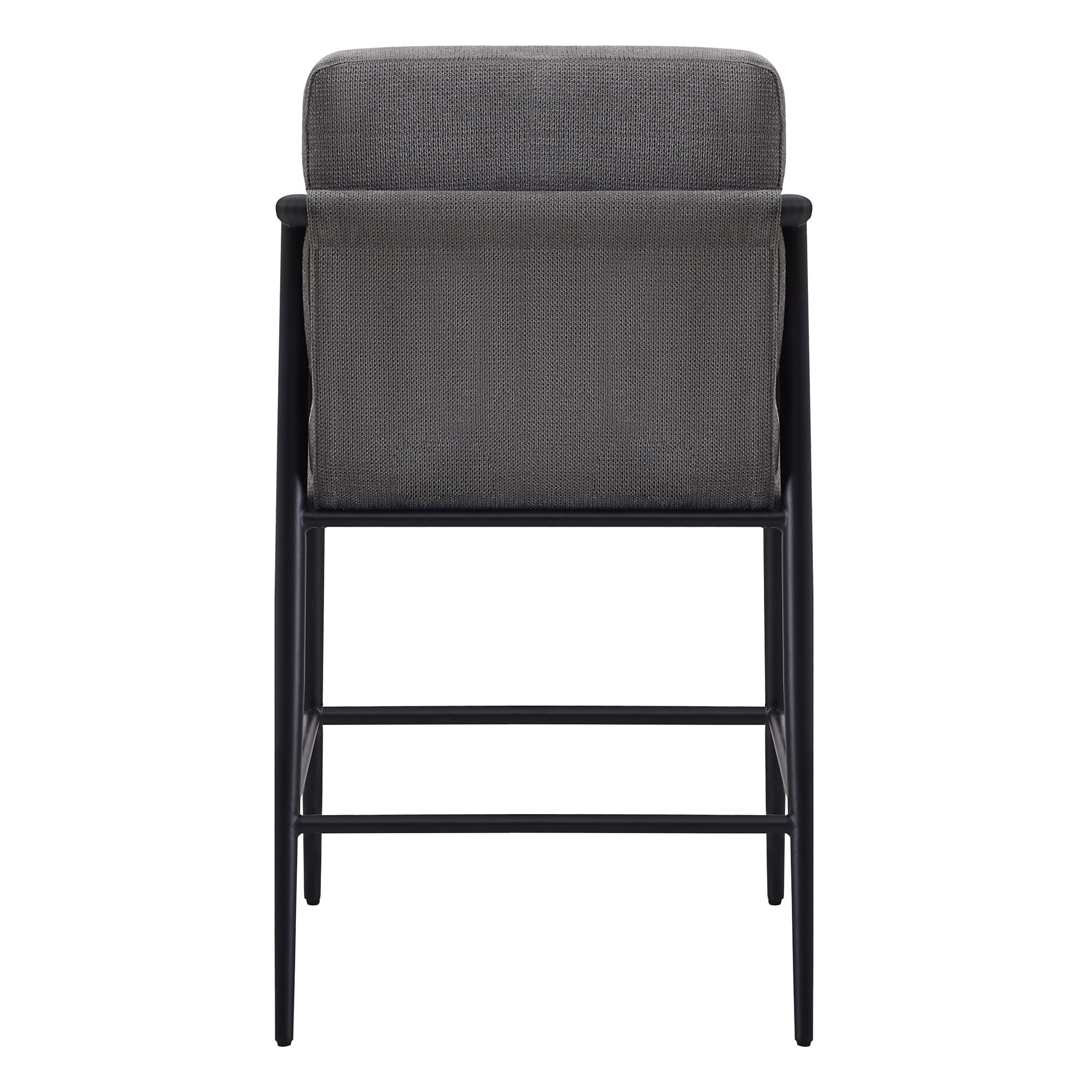 CHITA Modern Counter Stools Set of 2, Upholstered Bar Stools with Metal Frame and Wooden Armrests, Fabric in Gray