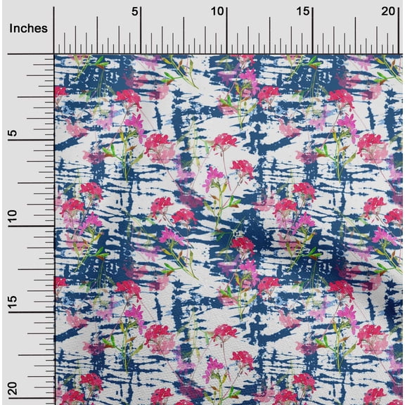 oneOone Cotton Poplin Twill Dark Navy Blue Fabric Floral Shibori Diy Clothing Quilting Fabric Print Fabric By Yard 56 Inch Wide
