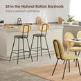 thumbnail image 4 of Jaxsen Faux Leather Indoor Kitchen Dining Chairs Set of 2 with Rattan Backrest Modern Industrial Upholstered Chairs mid Century Metal Dining Chair Suitable for Dining Room Wine Bar Whiskey Brown,18", 4 of 8