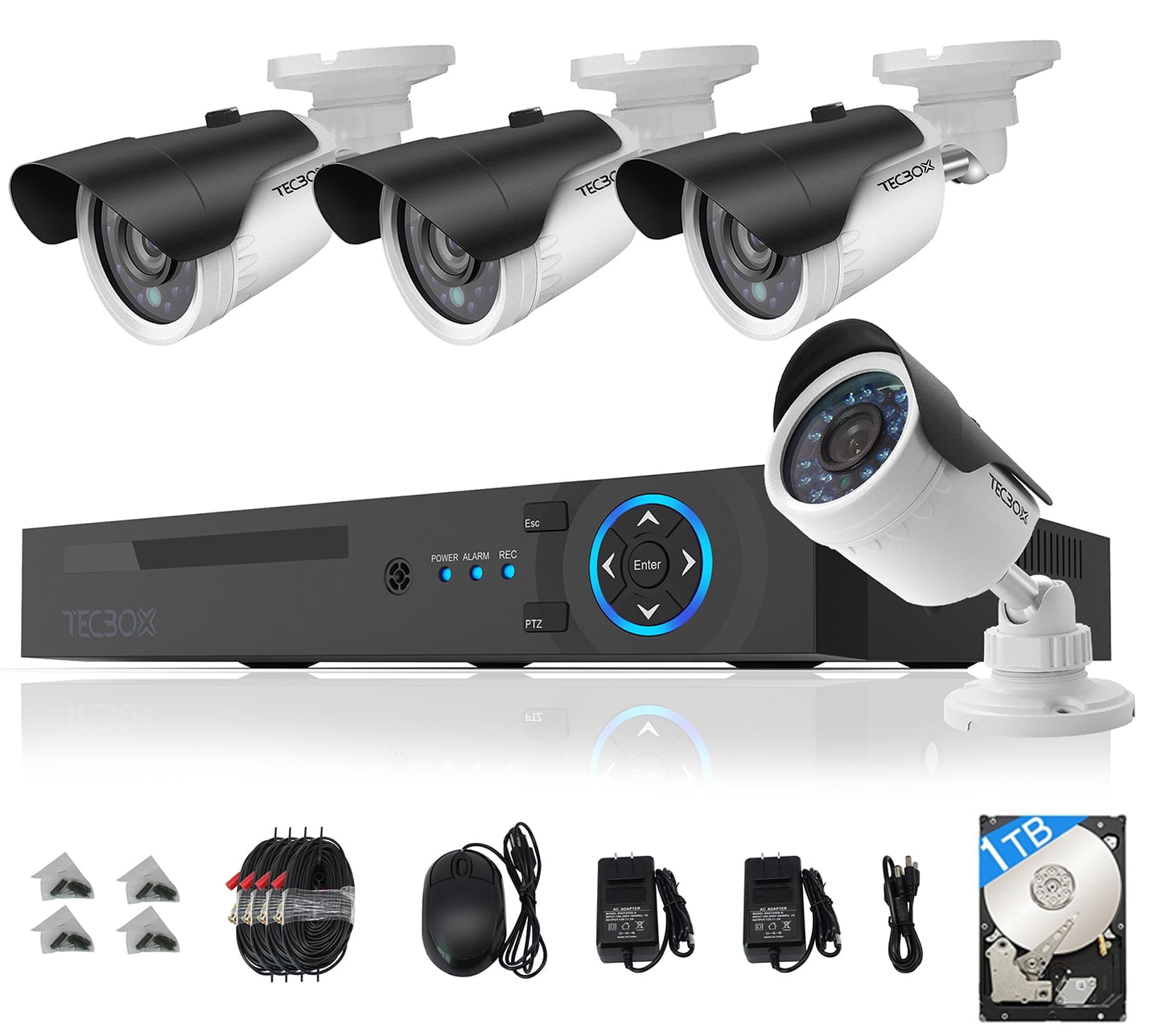 Tecbox Ahd Dvr 4 Channel Cctv Security Camera System With 4 Hd 720p