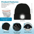 thumbnail image 2 of HOMEYA 2 Packs Winter Fleece Lined LED Beanie,USB Rechargeable Hand Free Warm Hat with Light Built in,Gifts for Men Women,Black+Navy Blue, 2 of 9