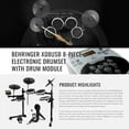 thumbnail image 2 of Behringer XD8USB 8-Piece Electronic Drumset with Samson Closed-Back Headphones, Assorted Cables, and Basic Drumset Bundle, 2 of 4