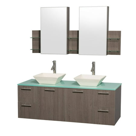 Wyndham Collection Amare 60 Inch Double Bathroom Vanity In Gray