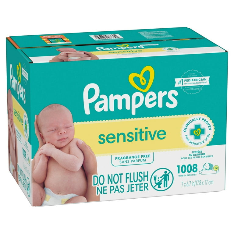 Pampers Sensitive Baby Wipes 12-Pack, 1008 Wipes with Pop-Top