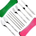 thumbnail image 3 of Assorted Stainless Steel Cutlery Set, 2 Packs 8 Piece Cutlery Set Include Knife Fork Spoon Chopsticks, with Protective Carrying Case - Red, Green, 3 of 4