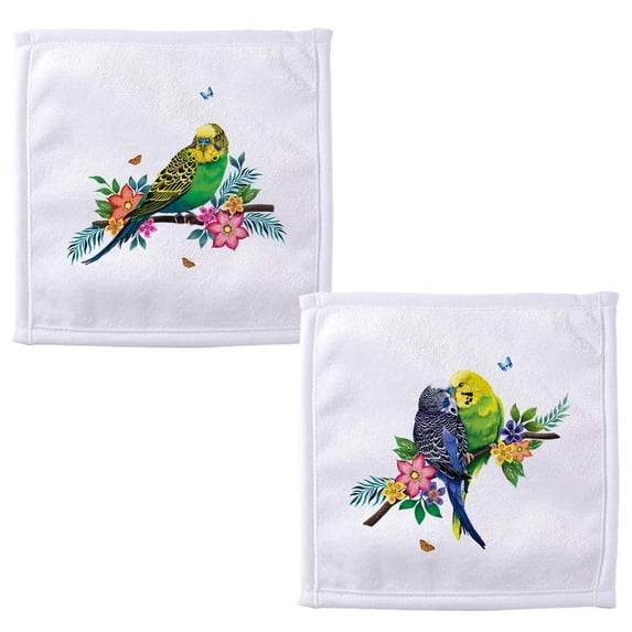 WIRESTER 2 Pack Living Fashions Kitchen Towels for Washing Dishes Dish Rags for Bath Kitchen Hand Towel, Drying Dishes Kitchen Wash Clothes and Dish Towels, Size 12 inches - Budgie Parakeet Birds