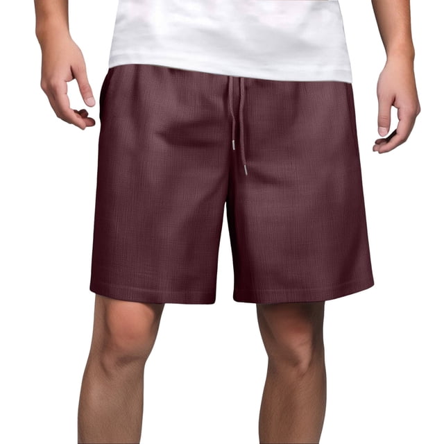 Cargo Shorts Spring Summer Solid Color Painting Loose Plus Size Beach Pockets Short Big And Tall Shorts Red M